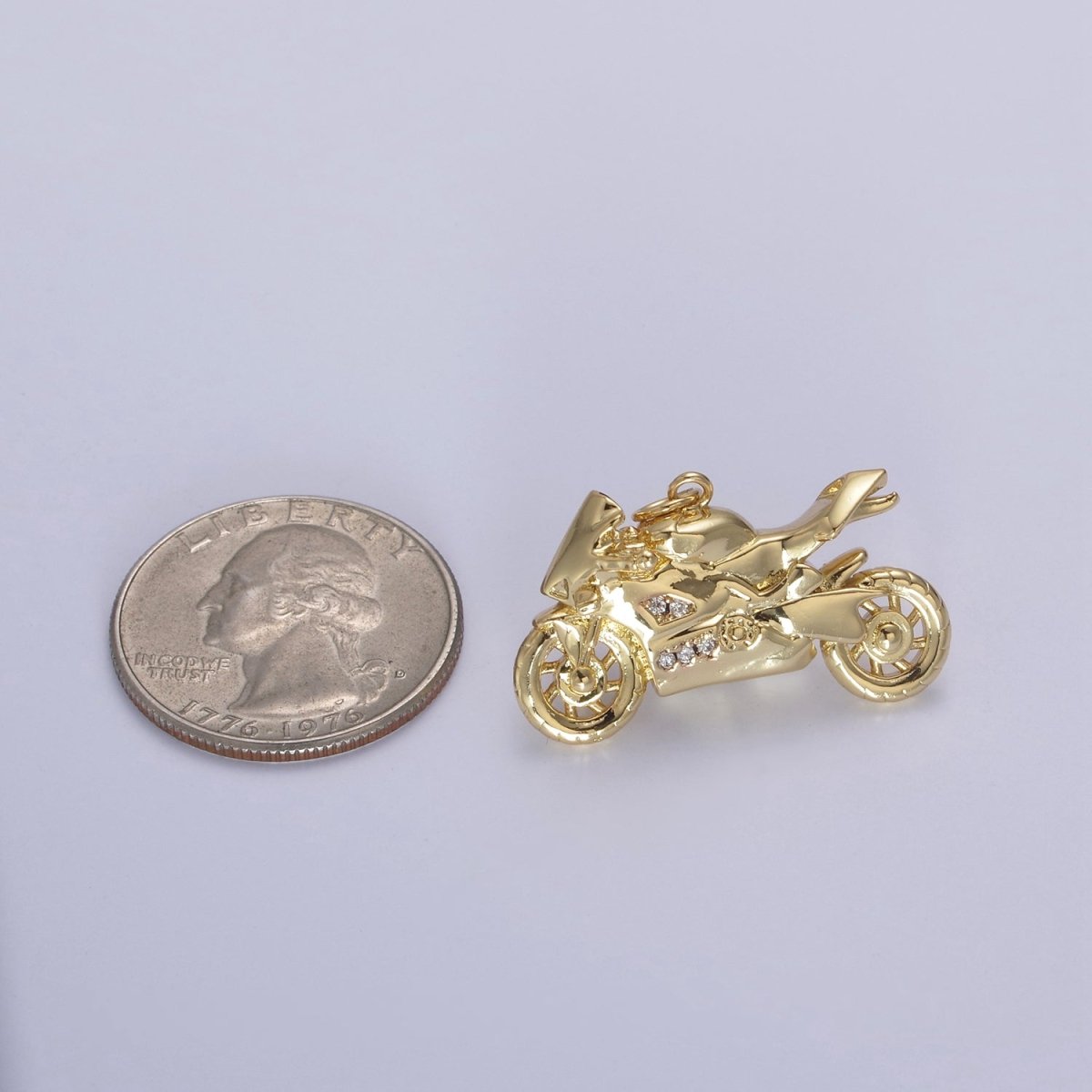 Gold Motorcycle Charm 3D Motorcycle Pendant, Biker Charm, Detailed Motorcycle Pendant N-468 N-625 N-626 - DLUXCA