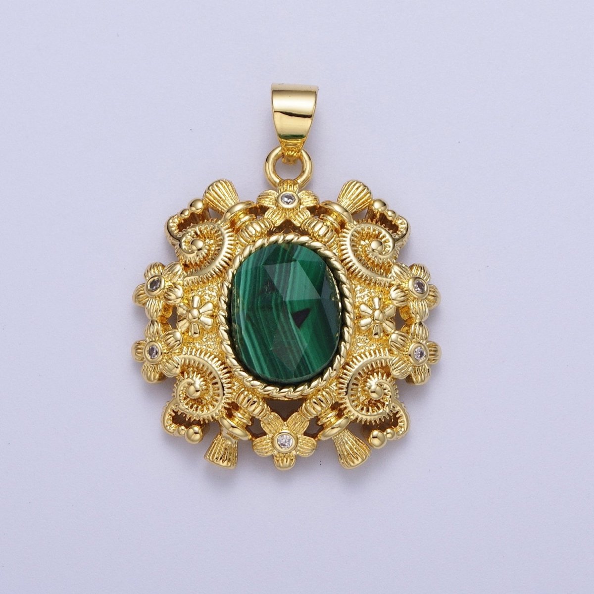 Gold Natural Gemstone Nature Flower Geometric Pendant For Jewelry Making H-754 H-784 H-851 - DLUXCA