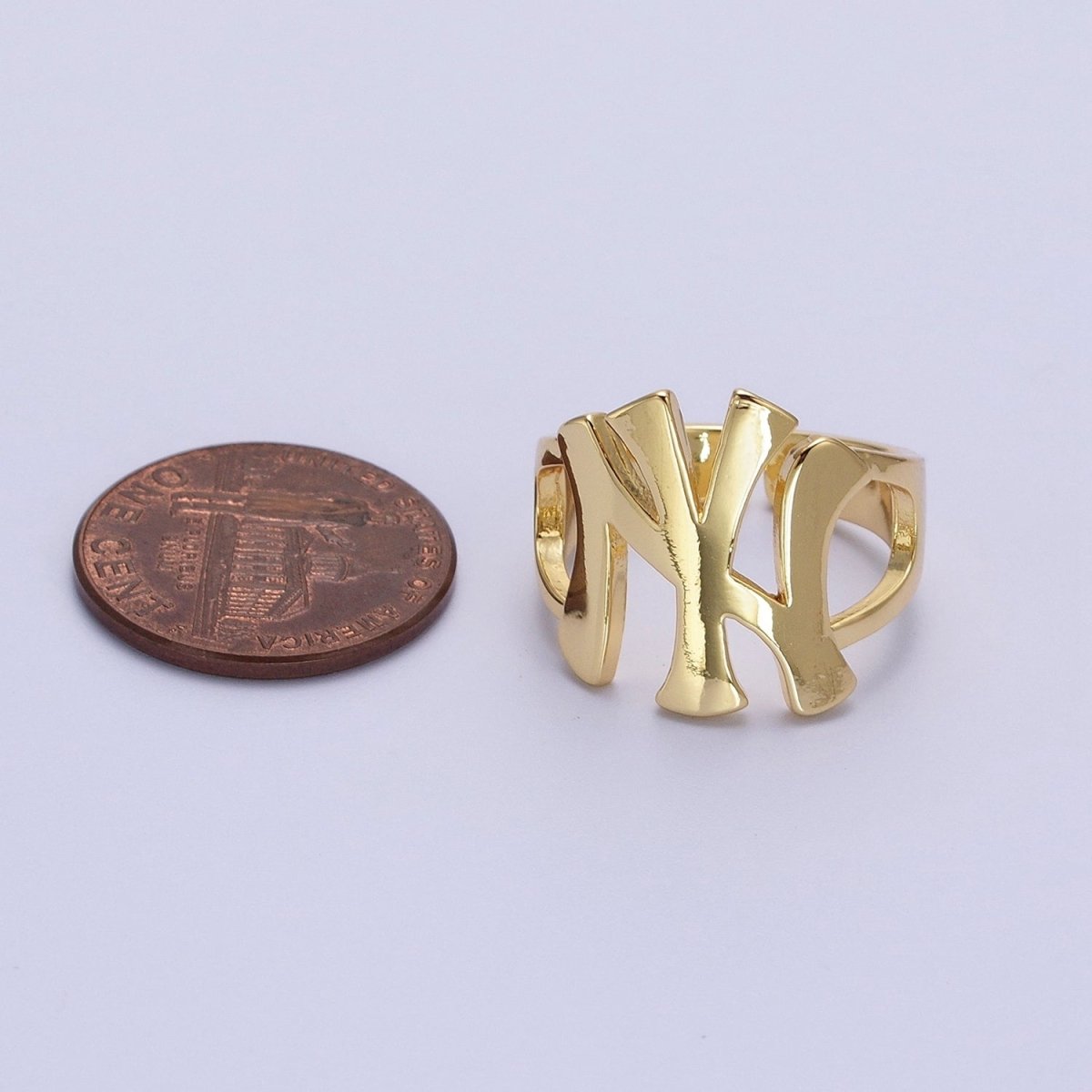 Gold New York NY Yankees Baseball Statement Ring | R-032 - DLUXCA