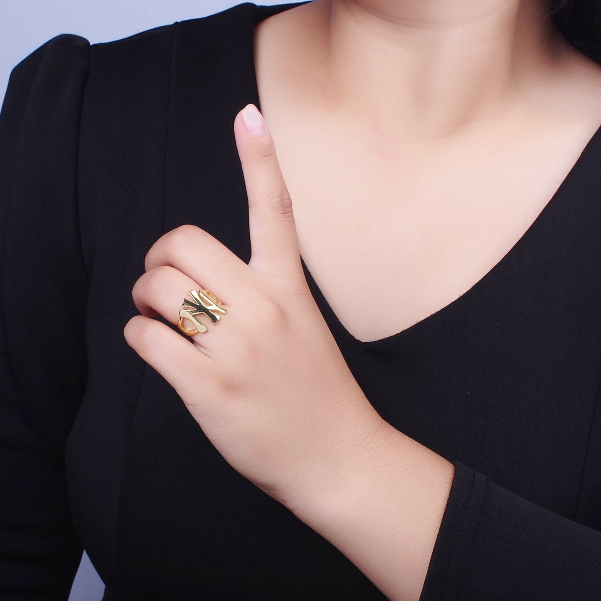 Gold New York NY Yankees Baseball Statement Ring | R-032 - DLUXCA