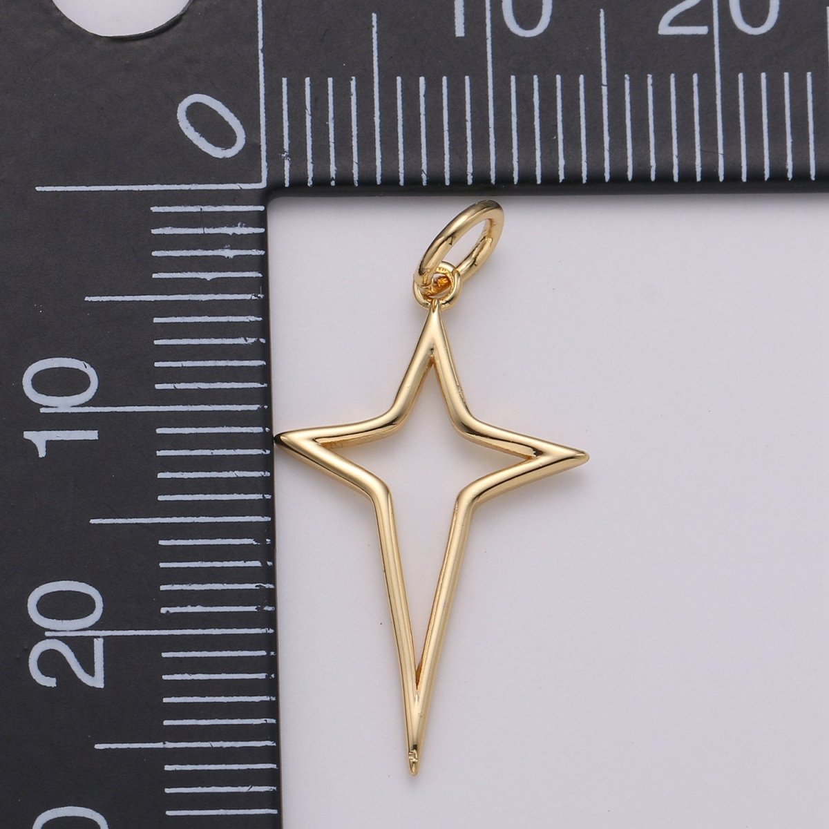 Gold North Star Charm 24k Gold Filled Star Charm, Polaris Charm, Celestial Charm Jewelry Cut out Star Charm for Necklace Earring Bracelet Supply D-468 - DLUXCA