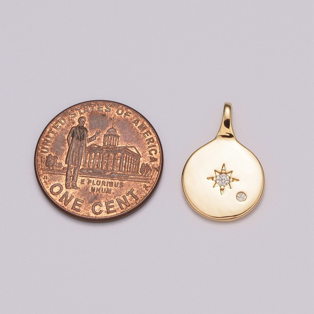 Gold North star charms, 19x23mm Gold Pendant, North charm, coin charms, Sky charms, Gold charms, medallion charms, disc charm M-782 - DLUXCA