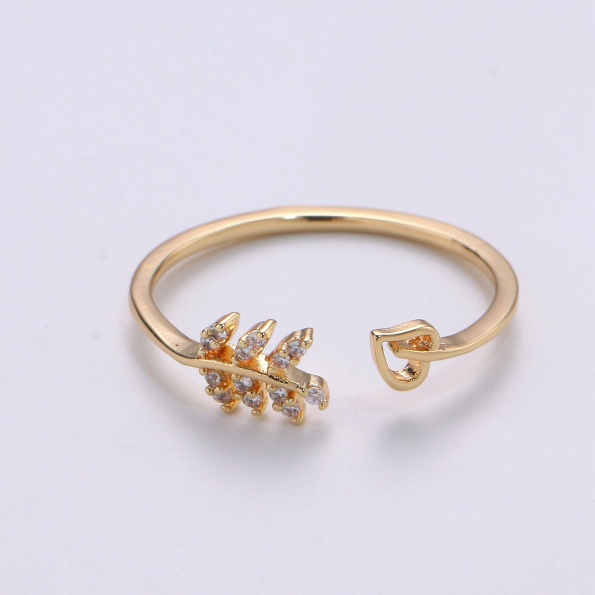 Gold Olive Ring, Minimalist Ring, Tree Branch Open Ring, Stackable Ring Thin Gold Ring Olive Branch Ring adjustable ring R-074 - DLUXCA