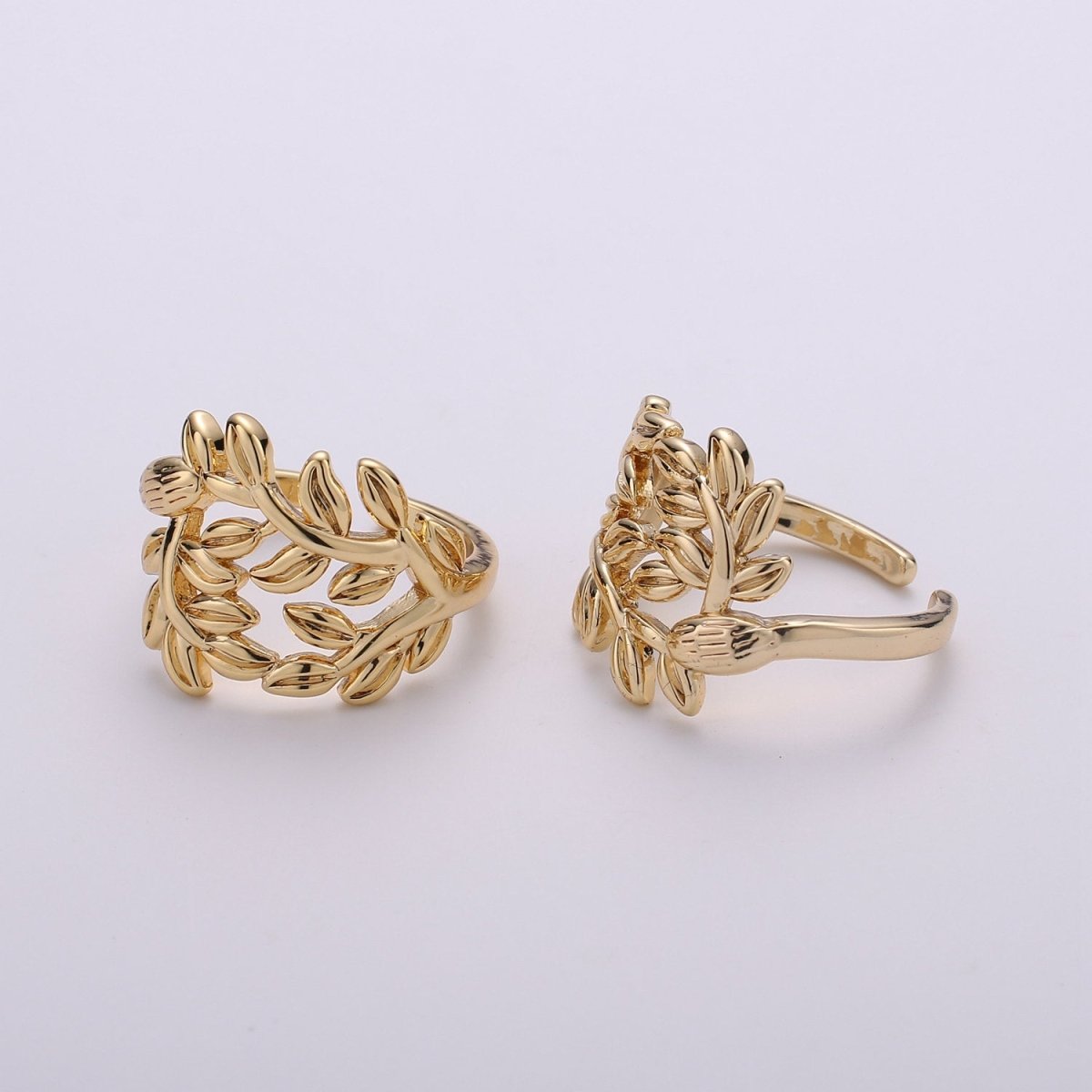 Gold Olive Ring, Statement Ring, Tree Branch Dome Ring, Stackable Ring Thick Gold Ring Olive Branch Ring adjustable ring R-017 R-018 - DLUXCA