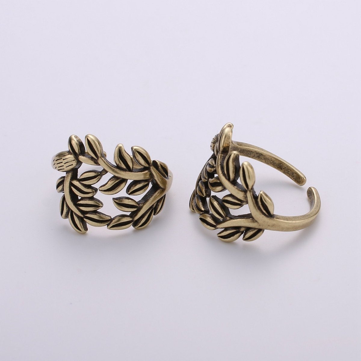 Gold Olive Ring, Statement Ring, Tree Branch Dome Ring, Stackable Ring Thick Gold Ring Olive Branch Ring adjustable ring R-017 R-018 - DLUXCA