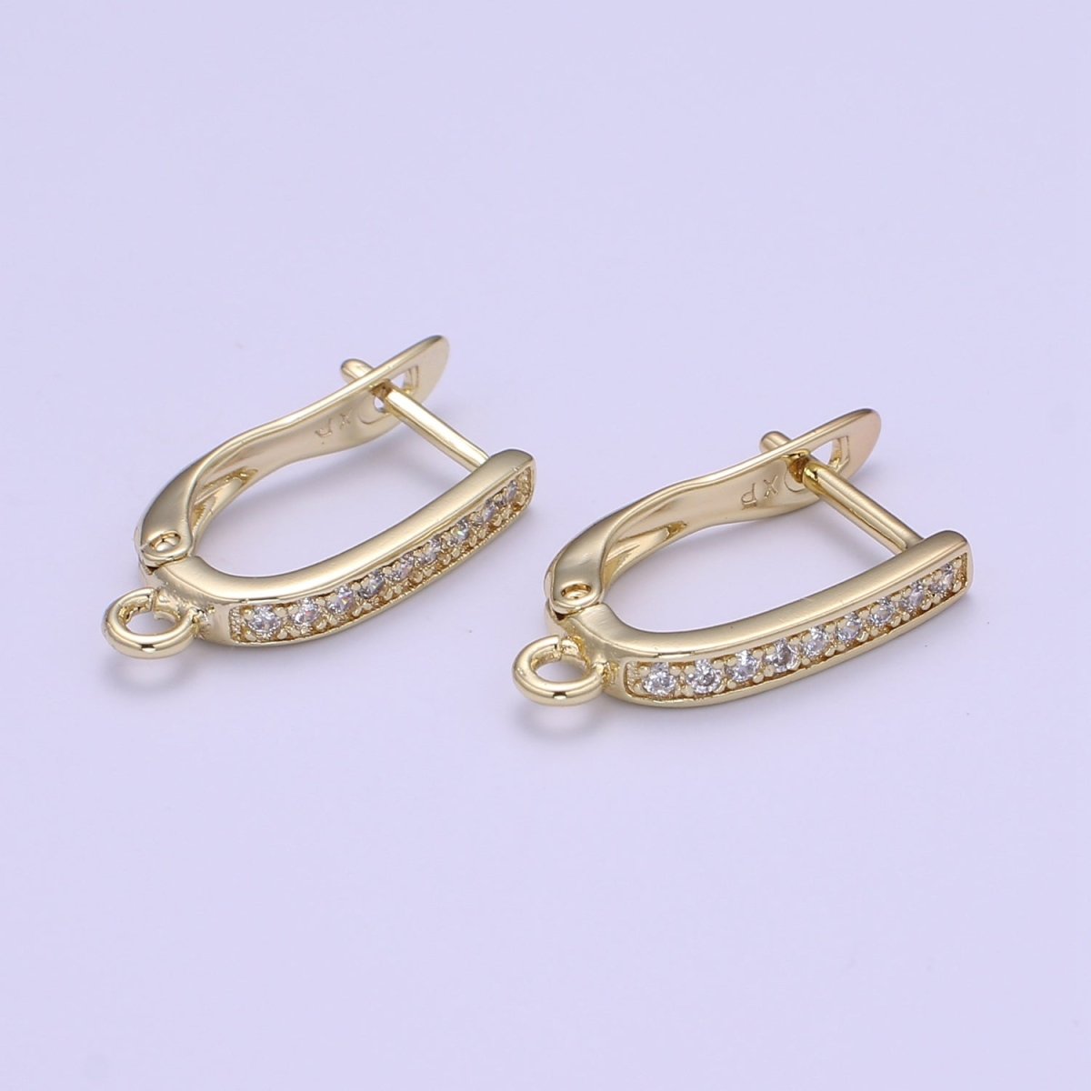 Gold one touch w/ open link Lever Hoop earring making, 17.6x10 mm, Nickel free Lead Free for Earring Charm Making Findings L-221 L-222 K-820 - DLUXCA