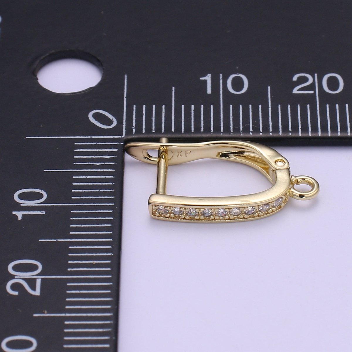 Gold one touch w/ open link Lever Hoop earring making, 17.6x10 mm, Nickel free Lead Free for Earring Charm Making Findings L-221 L-222 K-820 - DLUXCA