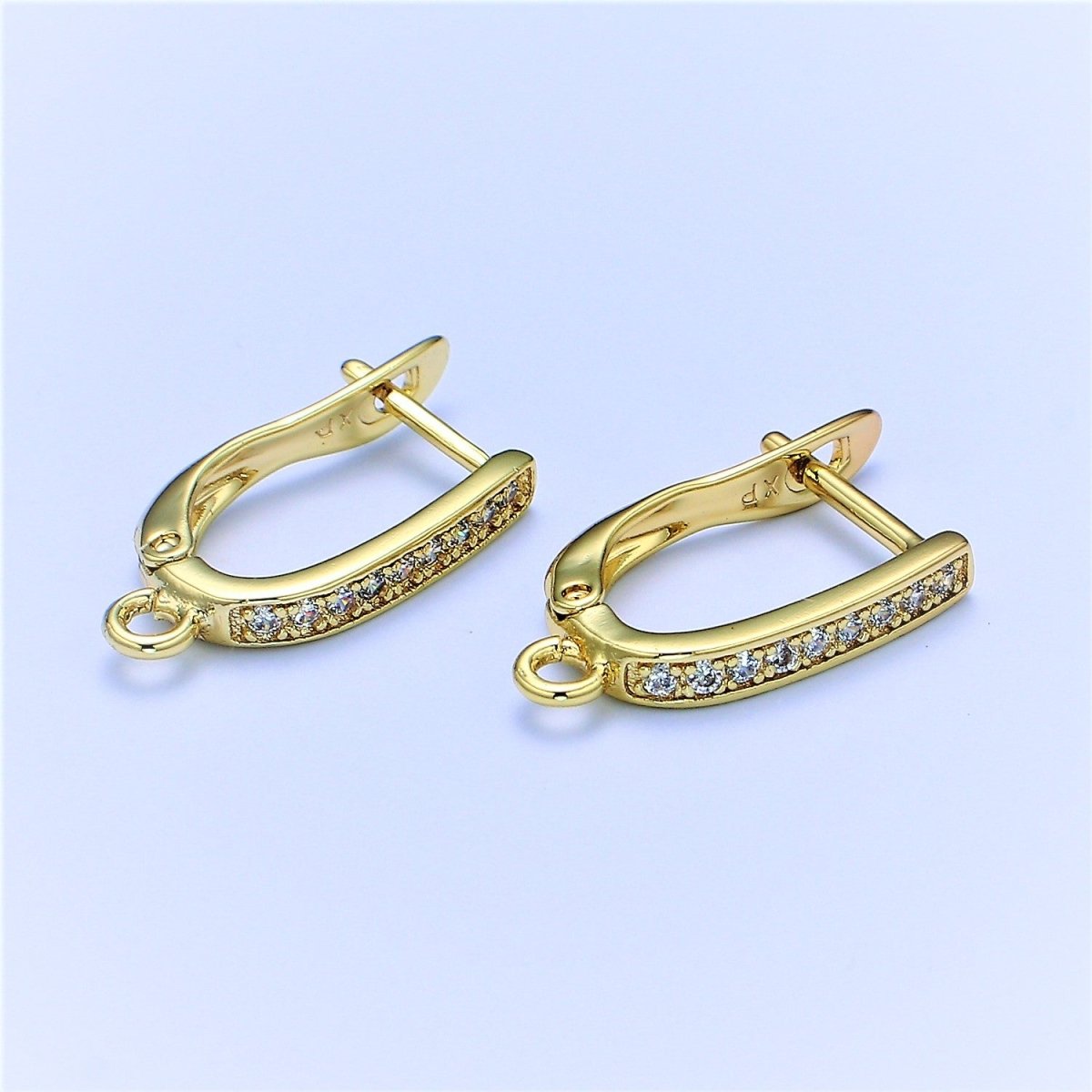 Gold one touch w/ open link Lever Hoop earring making, 17.6x10 mm, Nickel free Lead Free for Earring Charm Making Findings L-221 L-222 K-820 - DLUXCA