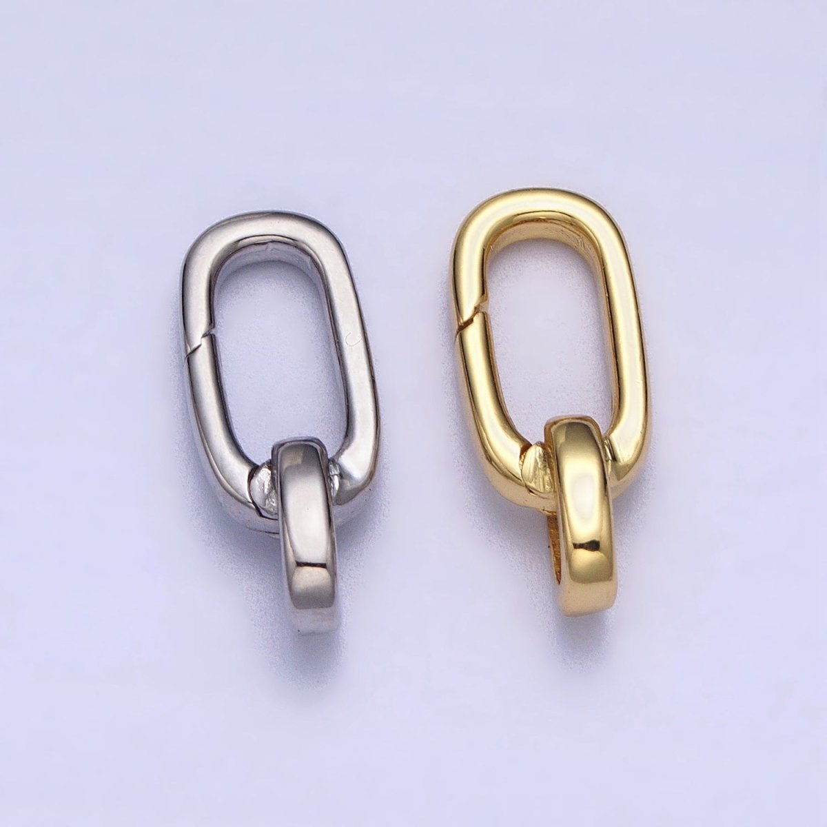 Gold or Silver Push Gate Oval Clasp, Spring gate Clasp, 16x17mm