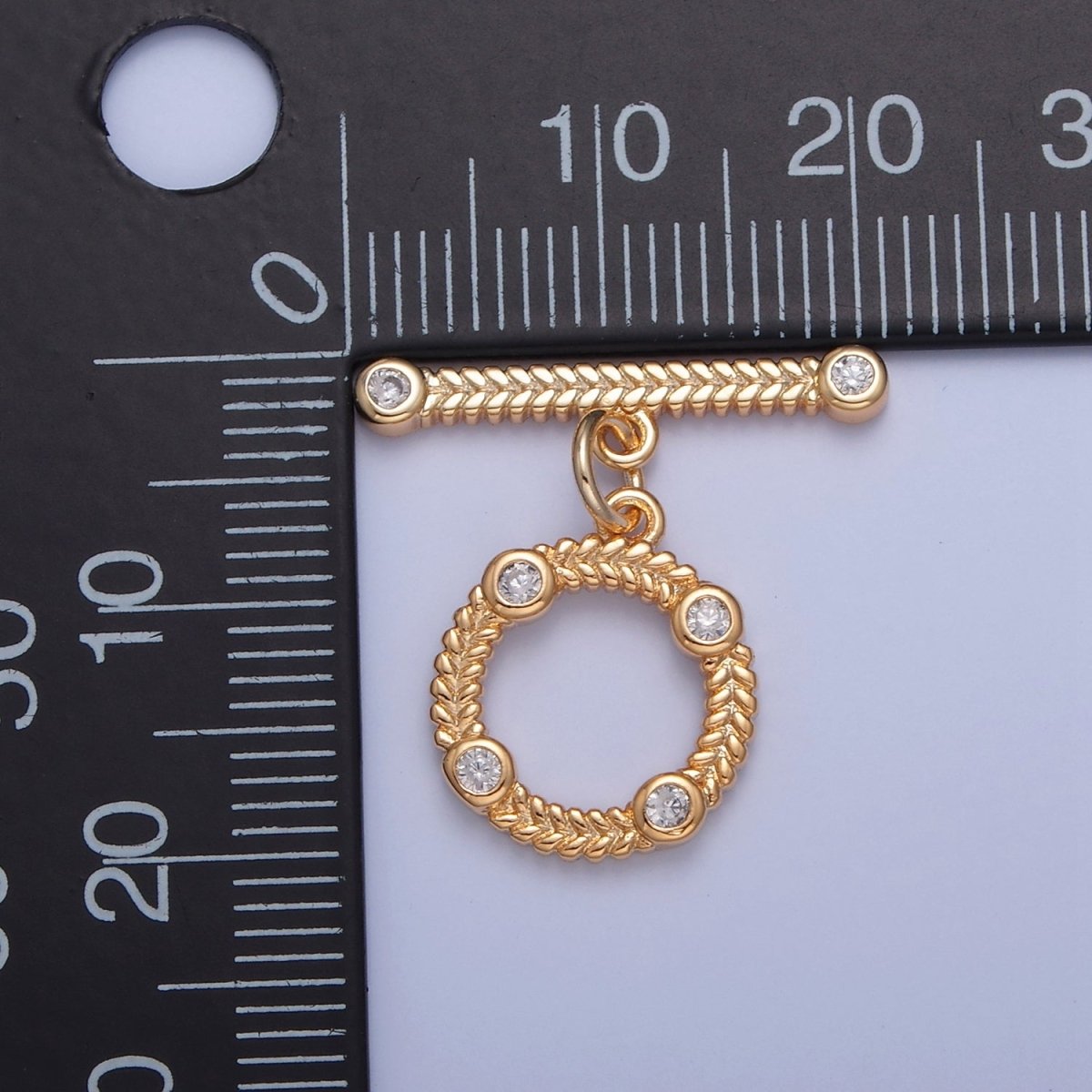 Gold OT Toggle Clasps Chevron CZ Clasps Connectors for Jewelry Handmade Making Bracelet Necklace L-762 - DLUXCA