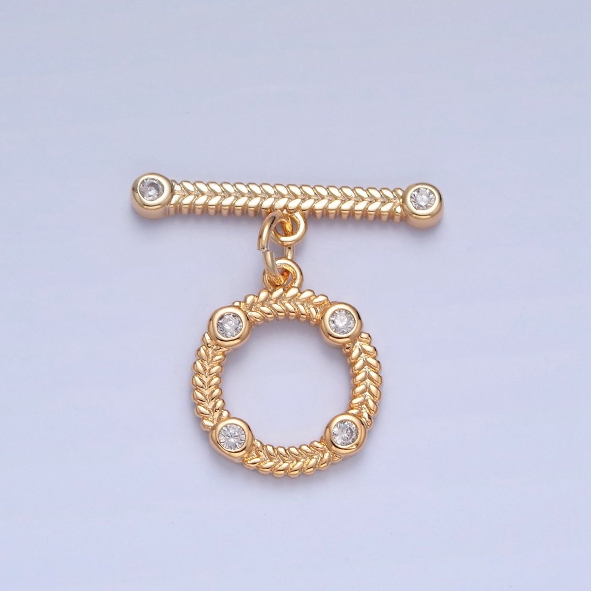 Gold OT Toggle Clasps Chevron CZ Clasps Connectors for Jewelry Handmade Making Bracelet Necklace L-762 - DLUXCA