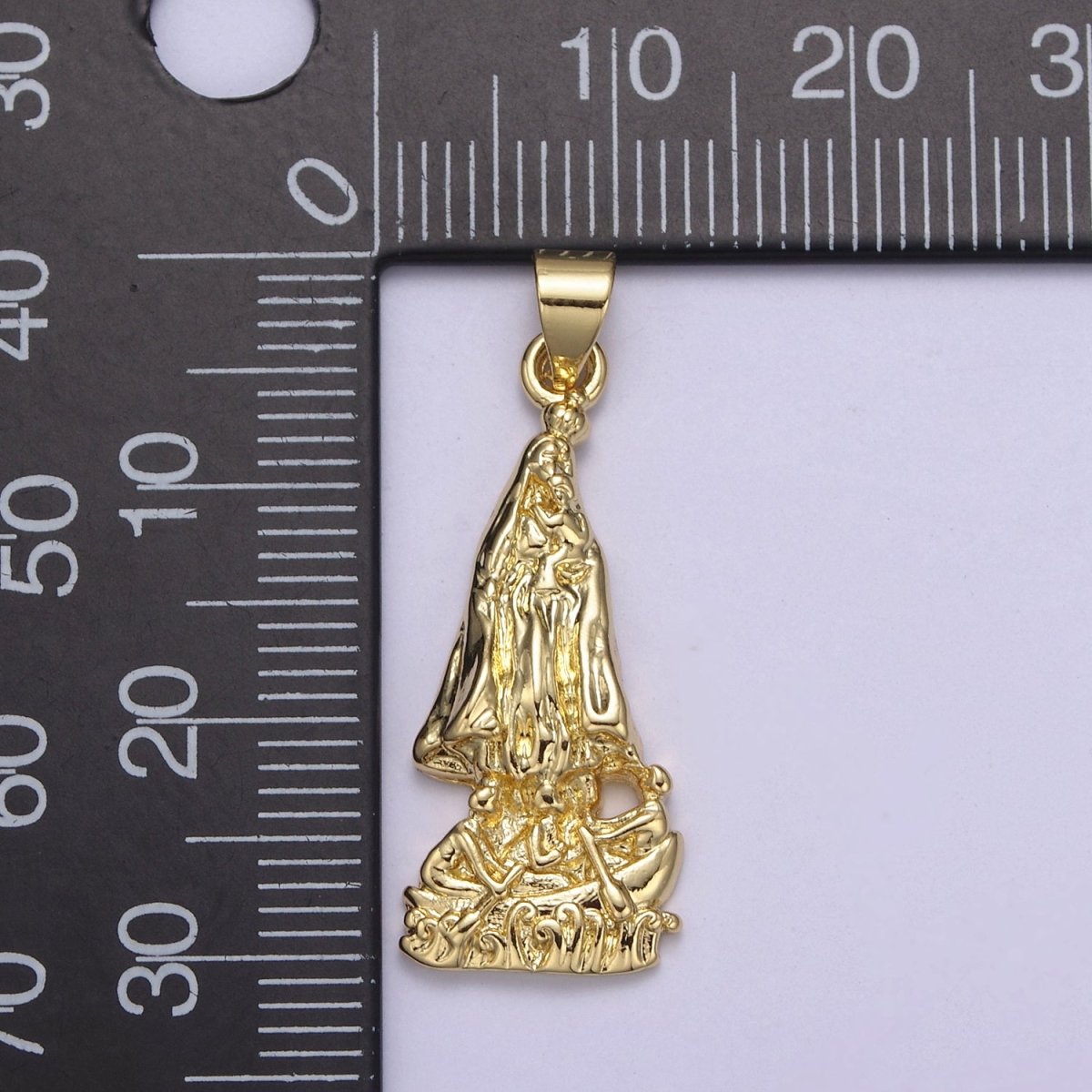 Gold Our Lady of Charity "Virgen de la Caridad del Cobre" catholic Religious Virgin Mary Pendant H-637 H-732 - DLUXCA