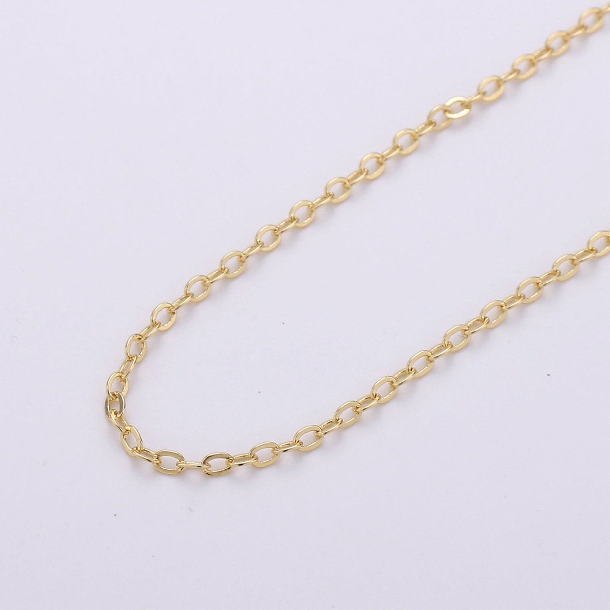 Gold Oval Cable Link Chain, 2mm Gold Filled Cable Chain by Yard, Unfinished Chain For Jewelry Supply | ROLL-149 Clearance Pricing Overstock - DLUXCA