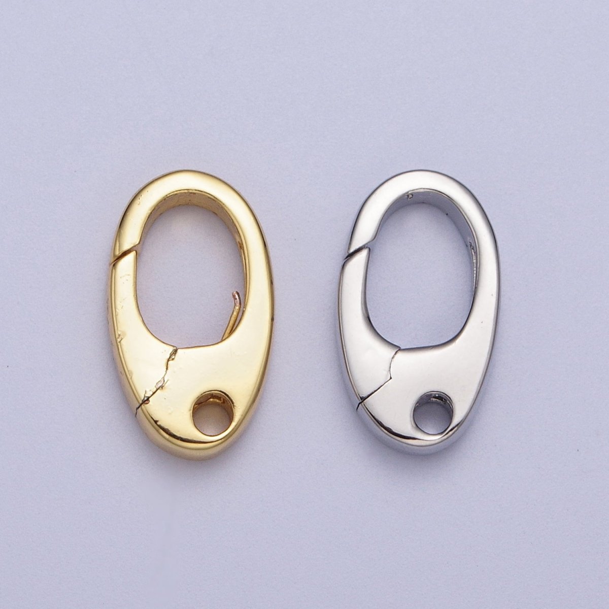 Gold Oval Push Clasps, Push Gate Clasp Silver Small Oval Clasp, Hinged Ring Clasp, Spring Gate Clasp for Bracelet Necklace Z-194 Z-195 - DLUXCA
