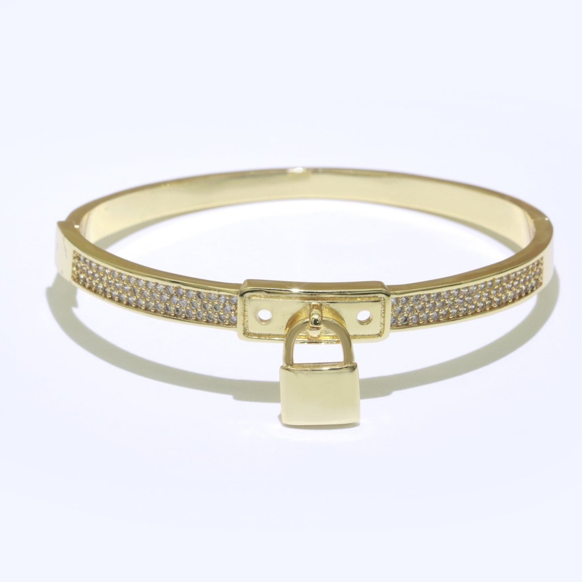 Gold Padlock Bracelet, 14K Gold Filled Micro Pave Luxury Bangle, Premium Quality jewelry | WA-126 Clearance Pricing - DLUXCA
