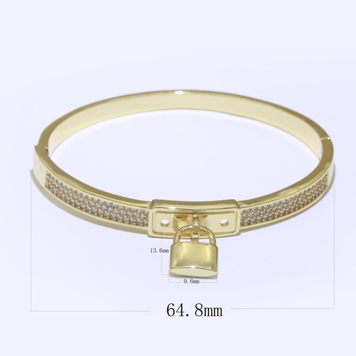 Gold Padlock Bracelet, 14K Gold Filled Micro Pave Luxury Bangle, Premium Quality jewelry | WA-126 Clearance Pricing - DLUXCA