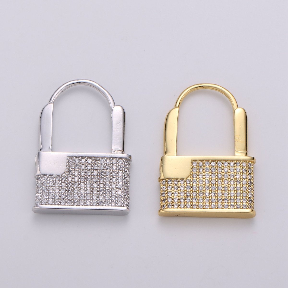 Gold Padlock Hoop Earrings CZ Padlock Earrings Lock Pendant Earring Lock Gold Earring Huggie Earring Lock Hoop Earring Lovers Lock Hoop K-870 K-871 - DLUXCA