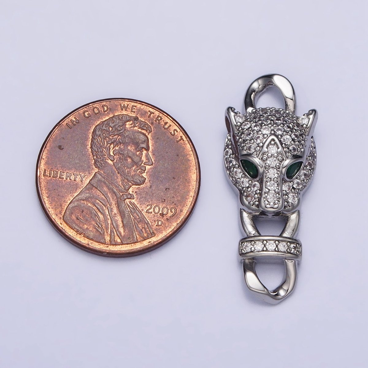 Gold Panther Head CZ Micro Pave Clasp, Silver Leopard Bracelet Clasp, Cubic Zirconia AA1011 AA1012 - DLUXCA