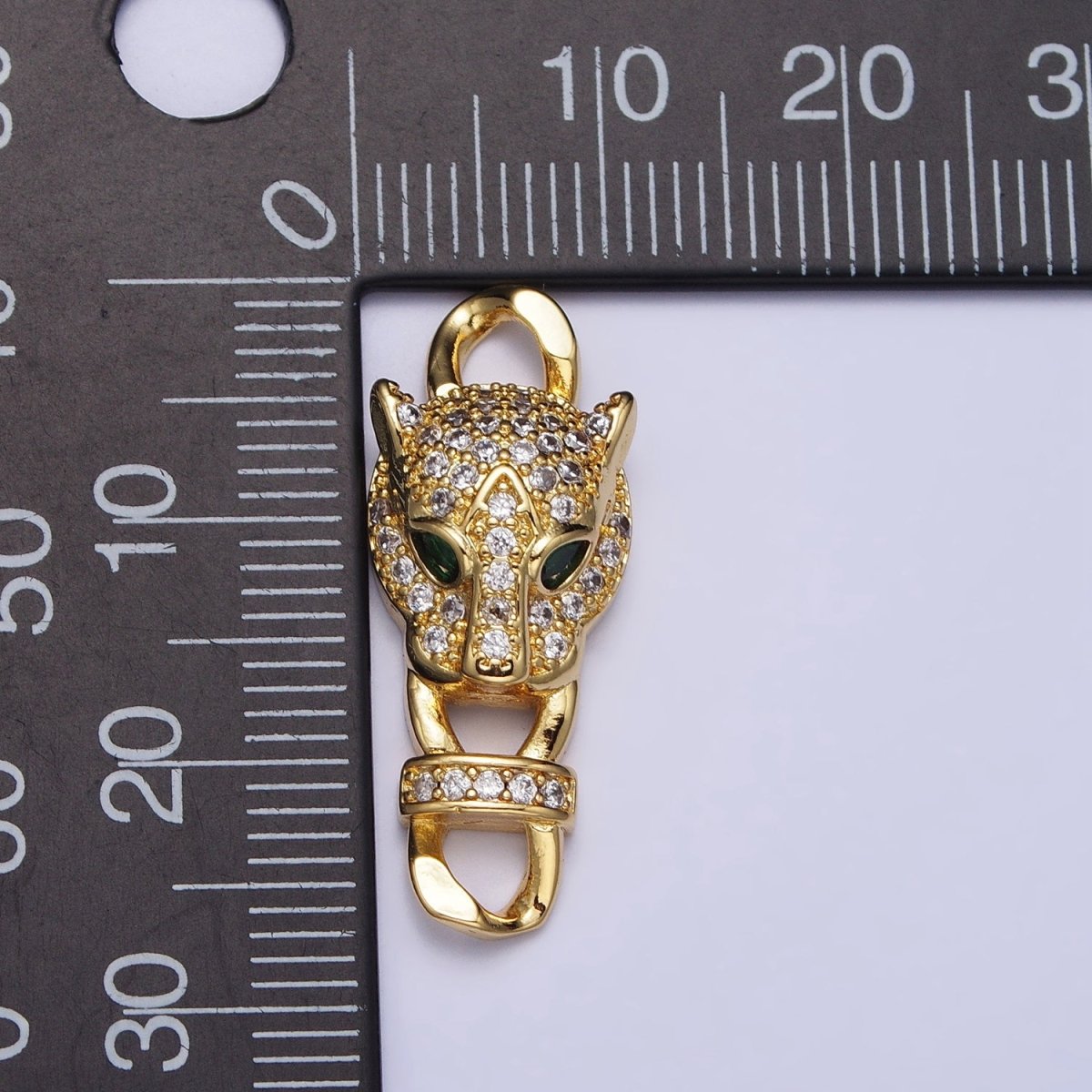 Gold Panther Head CZ Micro Pave Clasp, Silver Leopard Bracelet Clasp, Cubic Zirconia AA1011 AA1012 - DLUXCA