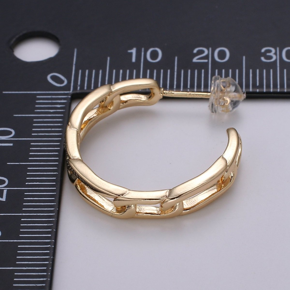 Gold Paper Clip Chain Hoop Earrings • Bold Gold Hoop Earrings Chunky Earrings • Statement Hoops • 18k Gold Filled Hoops Earring gift for her Q-445 - DLUXCA