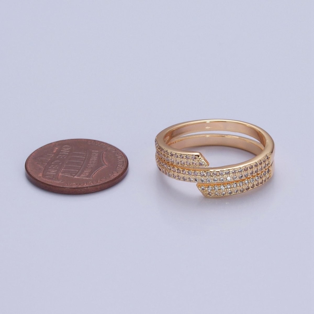 Gold Pave Ring Stackable Jewelry O-741 - DLUXCA