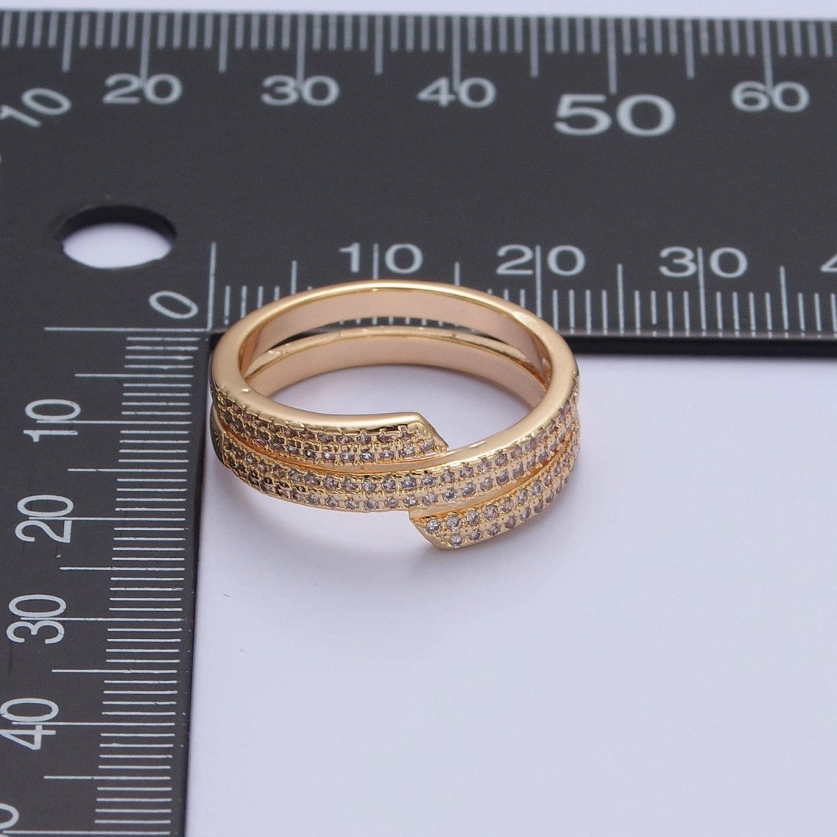 Gold Pave Ring Stackable Jewelry O-741 - DLUXCA