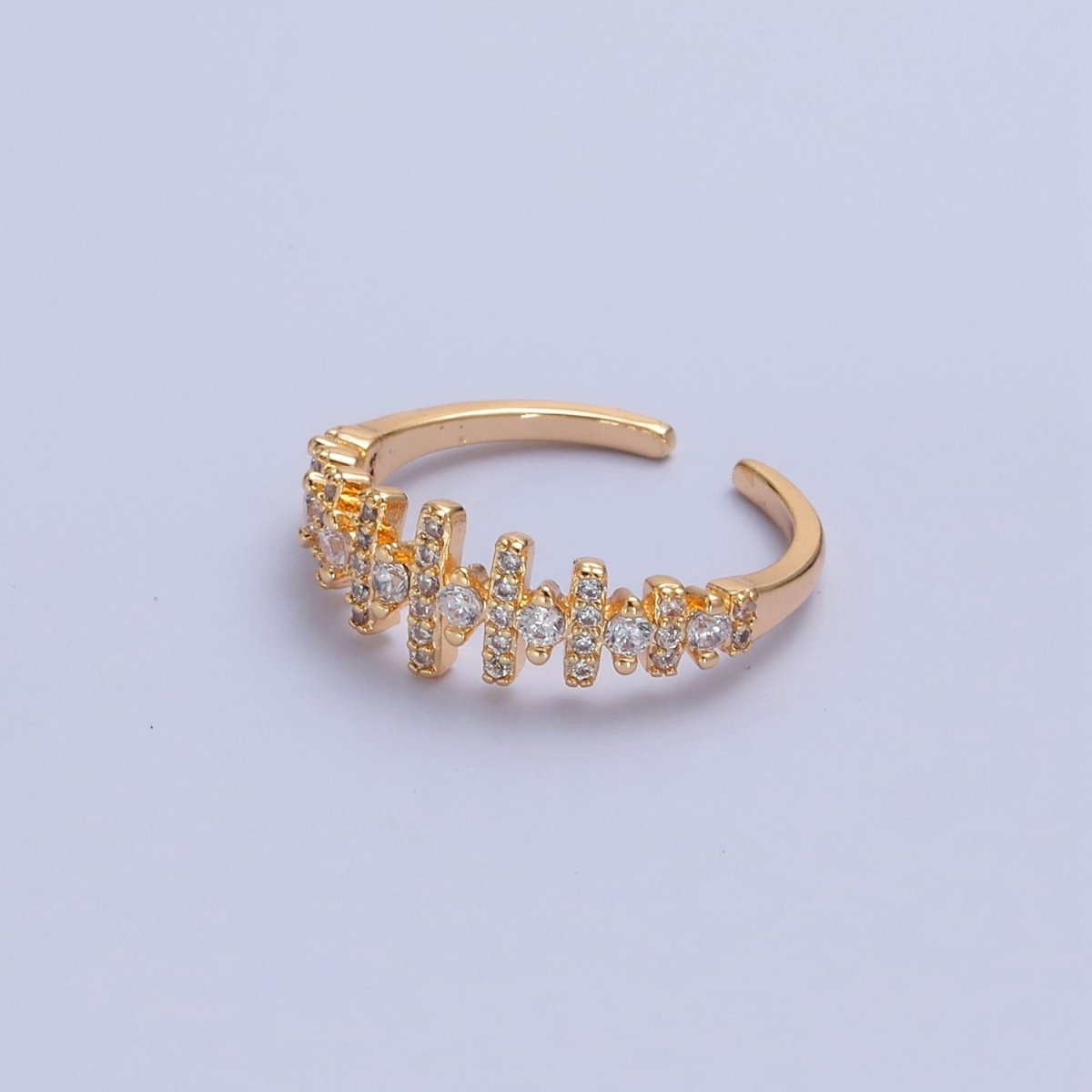 Gold Pave Section ring Simple geometric fence ring Adjustable ring O-2239 - DLUXCA