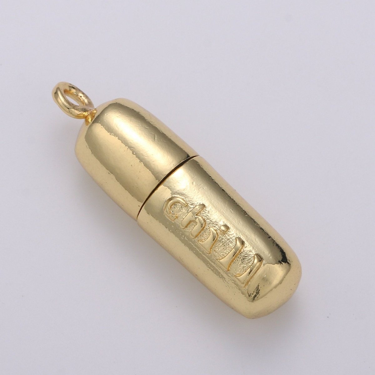 Gold Pill Charm Necklace, Dainty Word Charm Love Pill Bar Pendant, Chill Pill Charm Necklace Pendant Happy Hope Optimist Minimalist Jewelry | D-315 - D-318 - DLUXCA