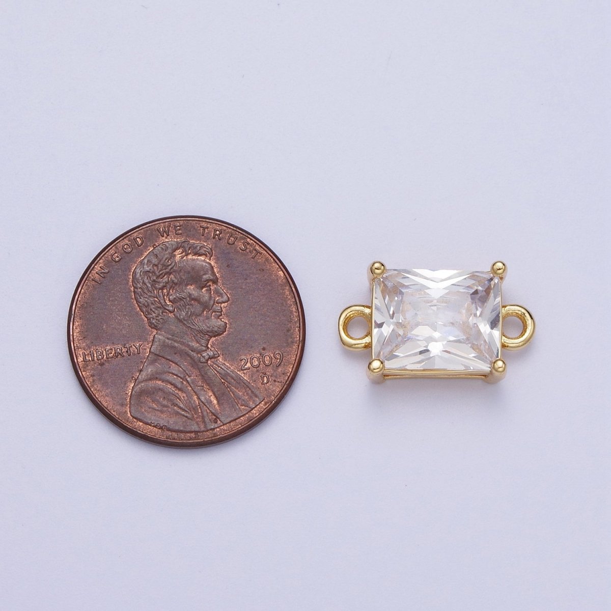 Gold Pink/Clear Link CZ Baguette Cubic Zirconia Connector For Necklace Bracelet Jewelry Making G-575 G-576 - DLUXCA