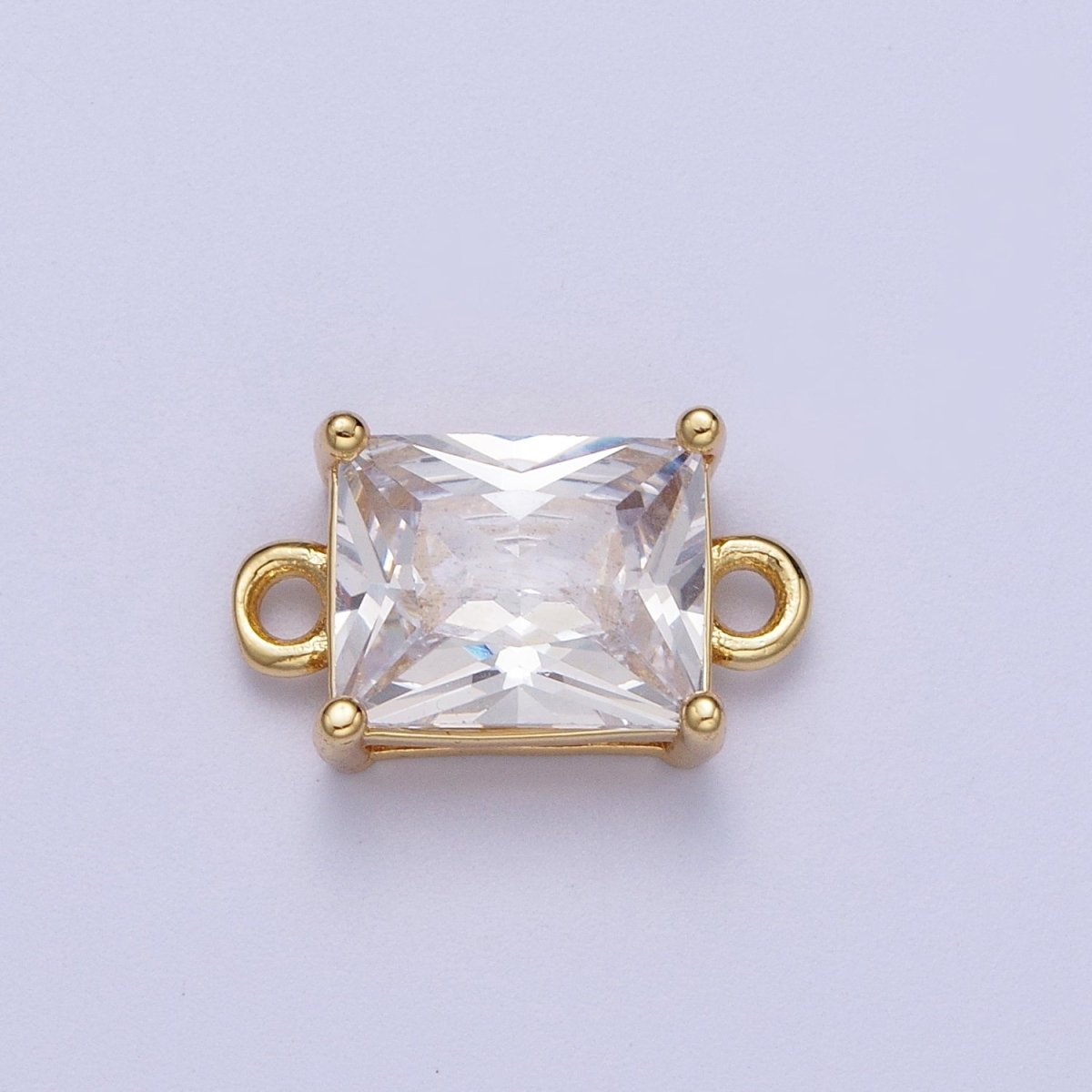 Gold Pink/Clear Link CZ Baguette Cubic Zirconia Connector For Necklace Bracelet Jewelry Making G-575 G-576 - DLUXCA