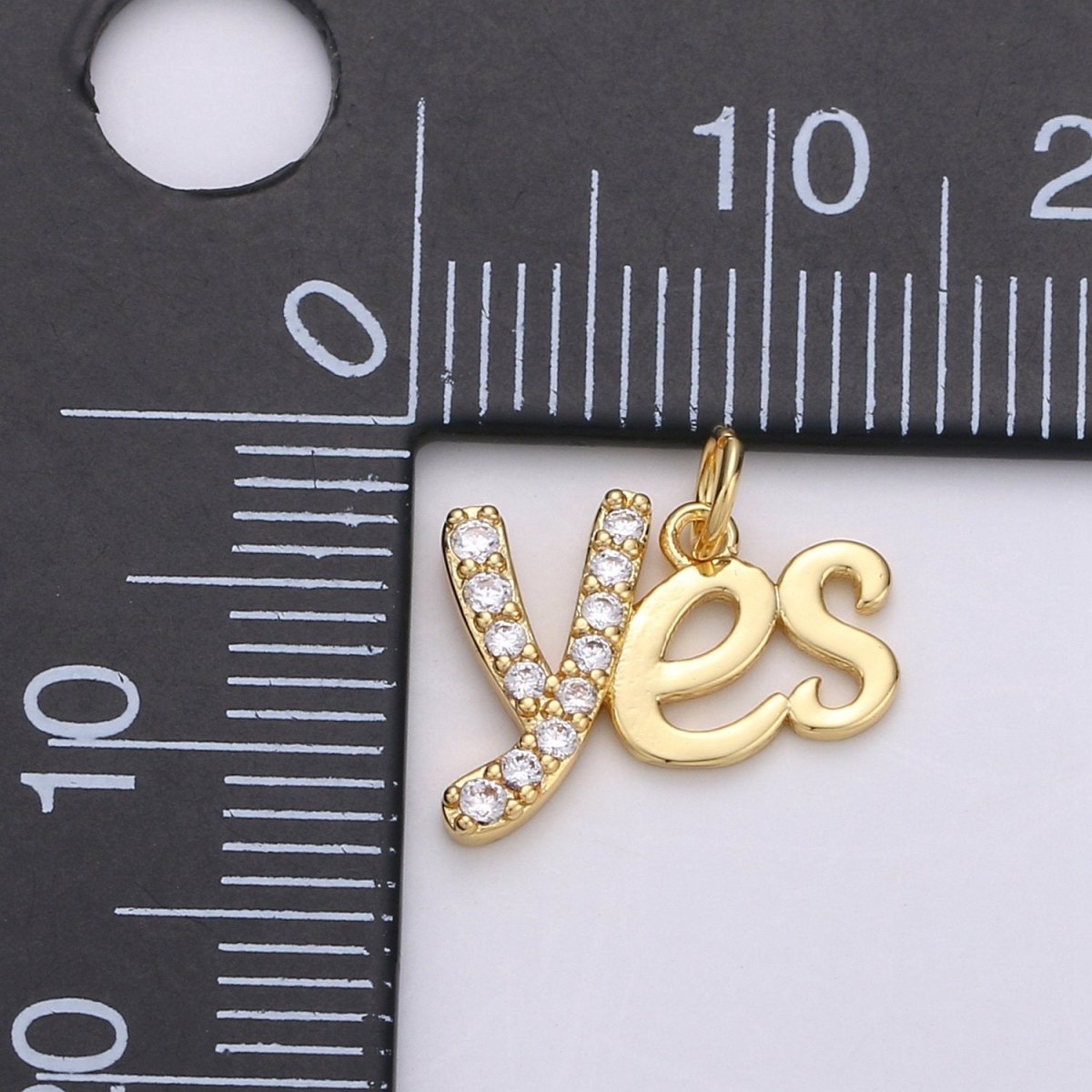 Gold Plated Yes Charm, Yes Pendant Charm, Gold Plated Charm, For DIY Jewelry, Gold Color E-542 - DLUXCA
