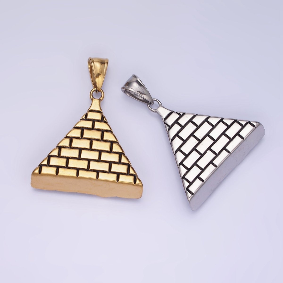 Gold Pyramid Triangle Evil Eye Charm Eye of Ra Amulet Pendant Stainless Steel P-1203 - DLUXCA