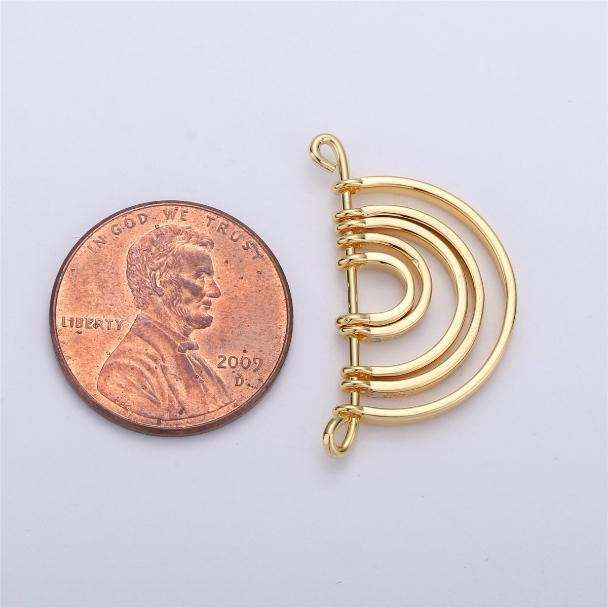 Gold Rainbow Shape Charm for Necklace Pendant Double Bail Dual Loop Charm for Jewelry Making Supply, White Gold Rainbow CONNECTOR F-319 F-575 N-065 N-066 - DLUXCA