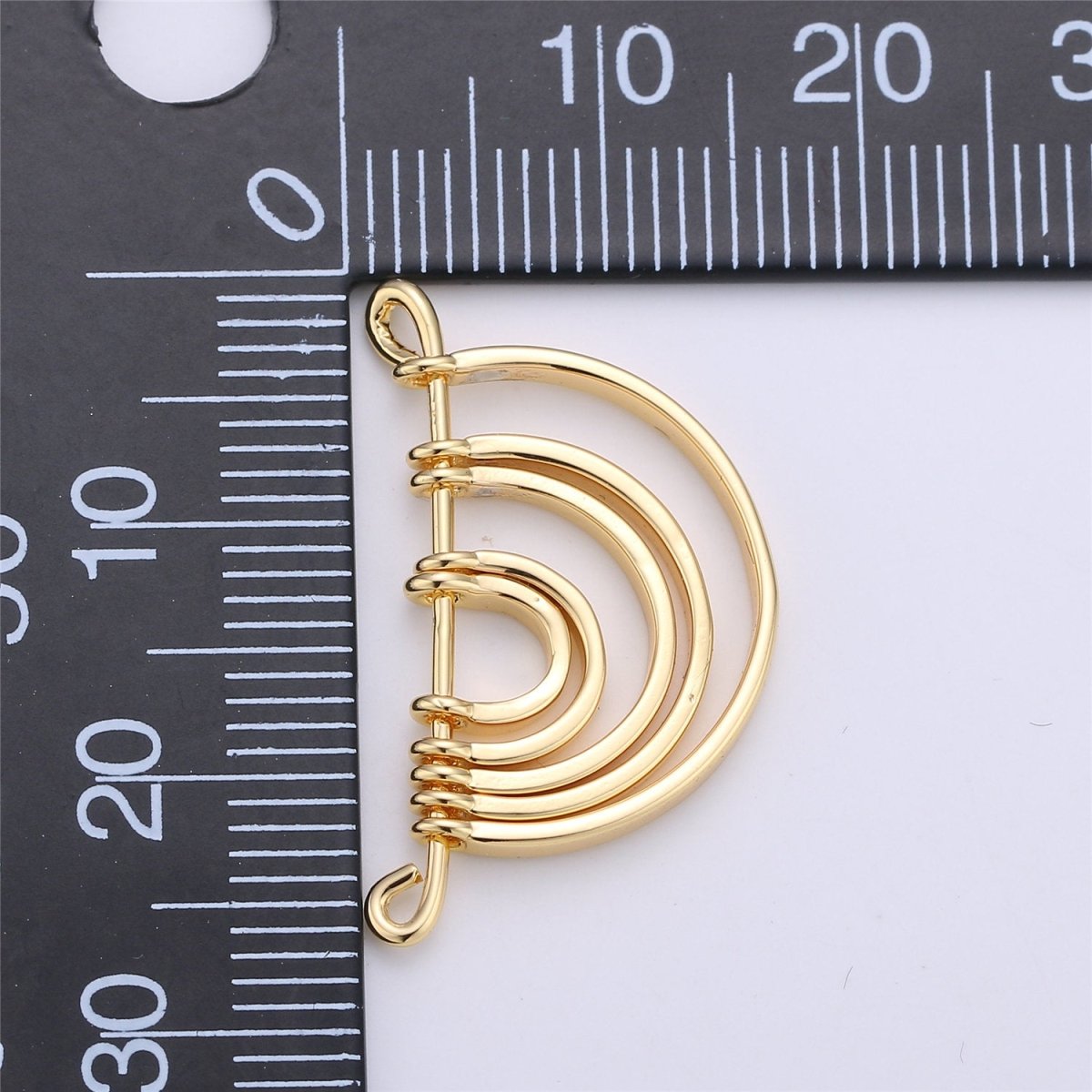 Gold Rainbow Shape Charm for Necklace Pendant Double Bail Dual Loop Charm for Jewelry Making Supply, White Gold Rainbow CONNECTOR F-319 F-575 N-065 N-066 - DLUXCA