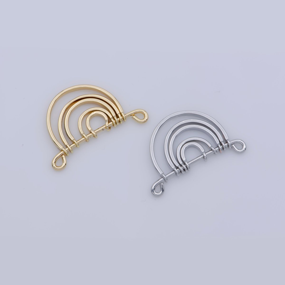 Gold Rainbow Shape Charm for Necklace Pendant Double Bail Dual Loop Charm for Jewelry Making Supply, White Gold Rainbow CONNECTOR F-319 F-575 N-065 N-066 - DLUXCA