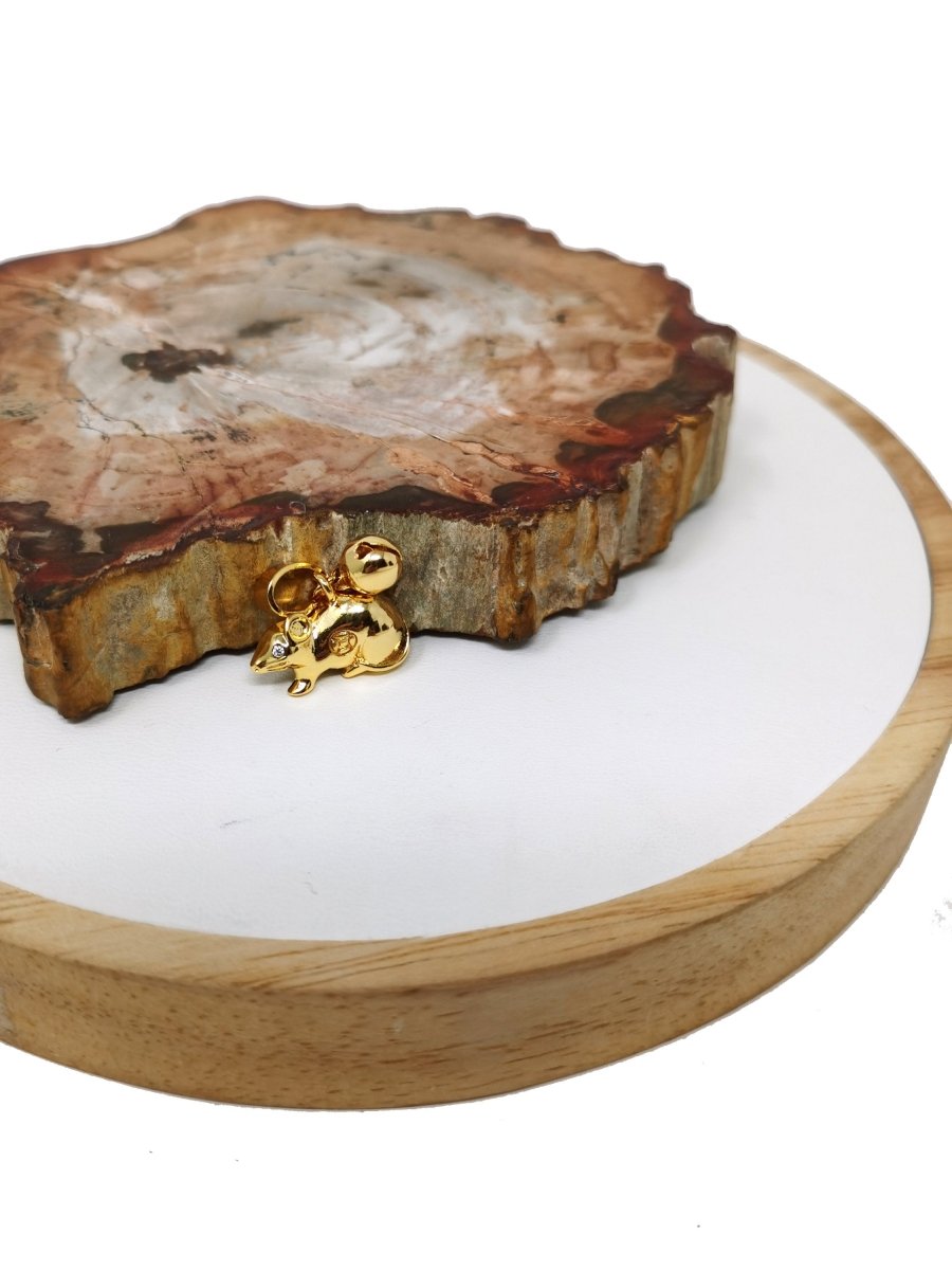 Gold Rat Charm. Chinese Zodiac Charm. Year of the Rat Charm. 24k Gold fIlled Rat Pendant for necklace Bracelet I-338 - DLUXCA