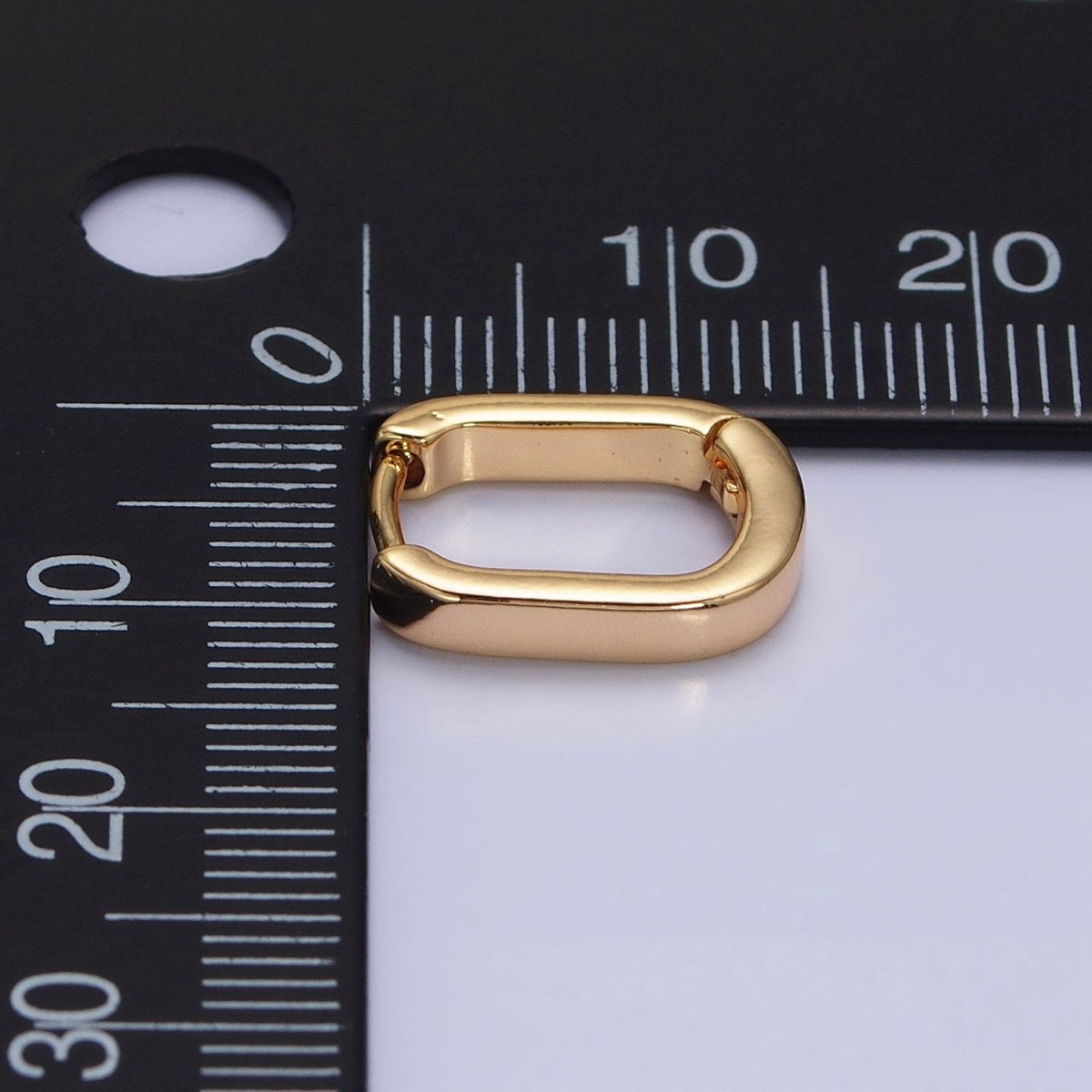 Gold Rectangular Oblong U-Shaped Huggie Earrings | AB946 - DLUXCA