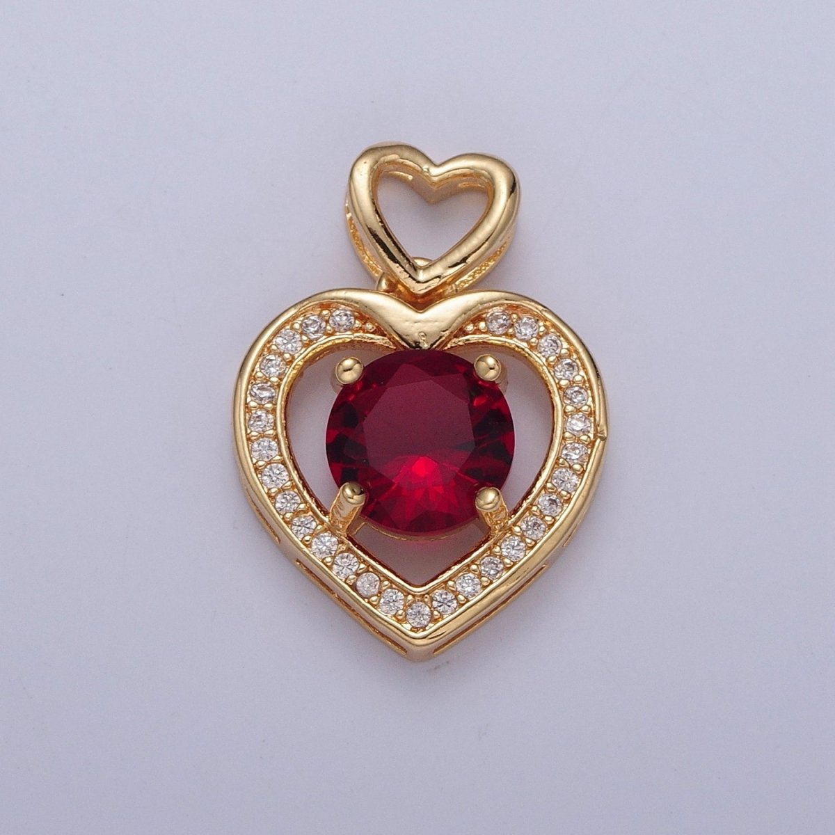 Gold Red Clear Pink Heart Pendant For Love Relationship Minimalist Jewelry X-333 X-334 X-335 - DLUXCA
