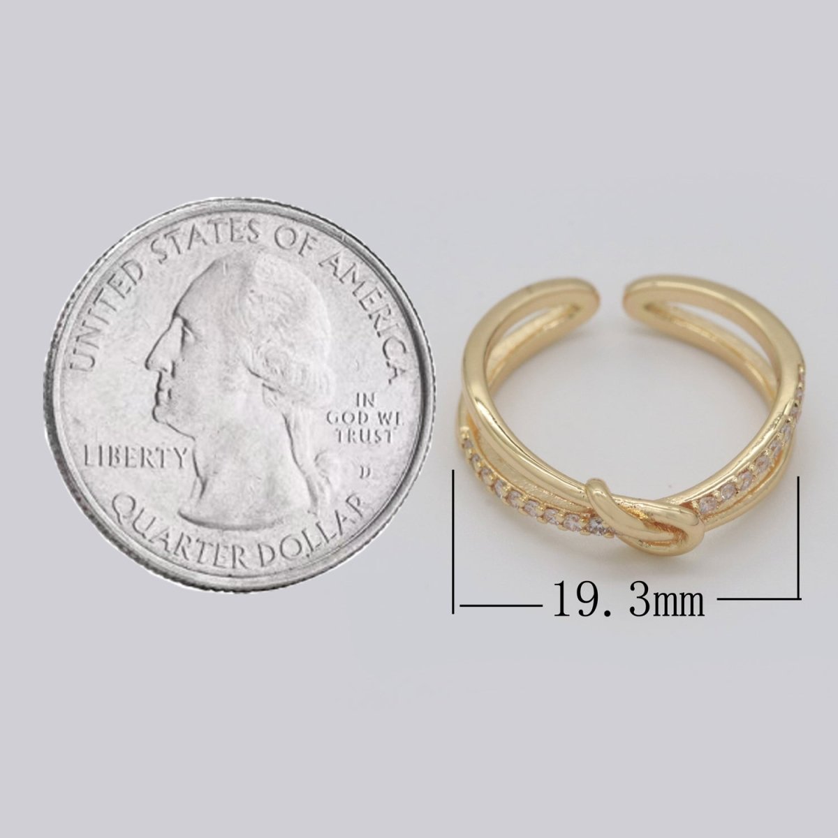 Gold Ring Double Band Ring Gold Twisted Stacking Ring Cz Ring Open Ring Adjustable Ring for Minimalist Jewelry Gift Idea S-219 - DLUXCA