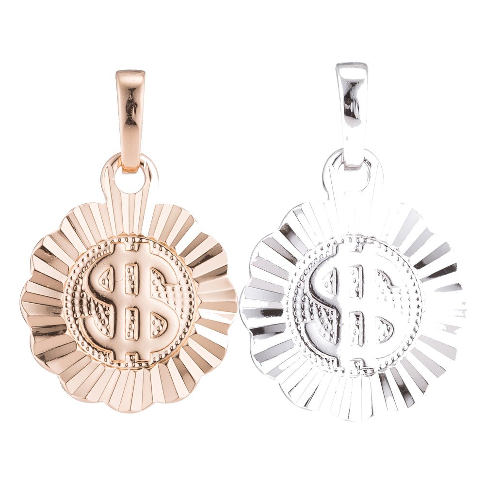 Gold, Rose Gold, Silver Dollar Sign, Rich, Money, Wealth, Currency Sign, Flower, Luck, DIY Necklace Pendant Charm Bead Bails Findings for Jewelry Making I-512 H-476 - DLUXCA
