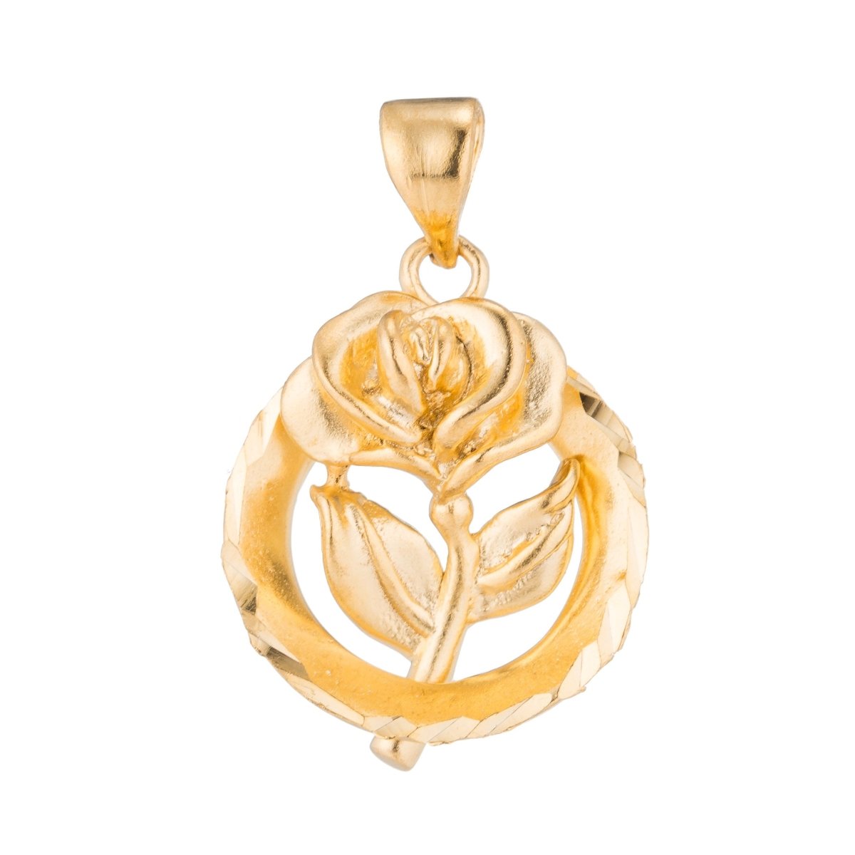 Gold Rose Wreath, Belle, Flower, Everlasting Love, Forever, Women, Lover, Necklace Pendant Charm Bead Bails Findings for Jewelry Making H-148 - DLUXCA