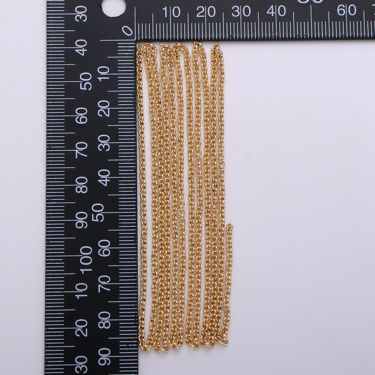 Gold Round ROLO Cable Link Chain, Link Size 3.5X3.5mm, 16K Gold Filled Rolo Chain By Yard, Unfinished Chain For Jewelry Supply | ROLL-278 Clearance Pricing - DLUXCA