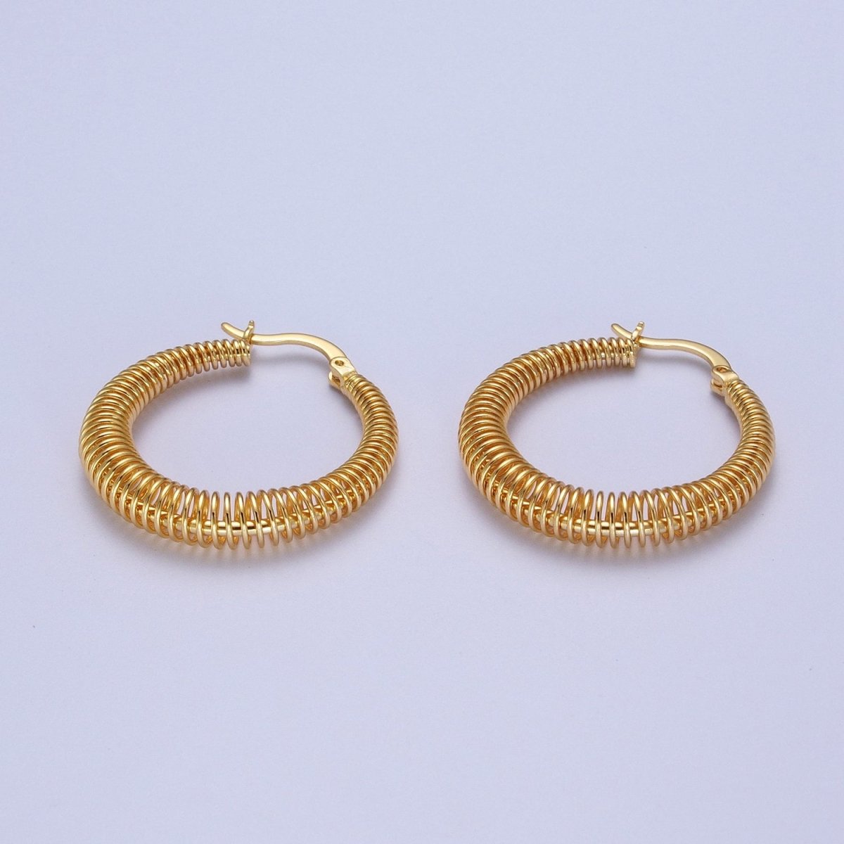 Gold Round Spiral Hoop Earring Statement Hoop Earrings Gold Rhombus Coil Earring AE-539 - DLUXCA