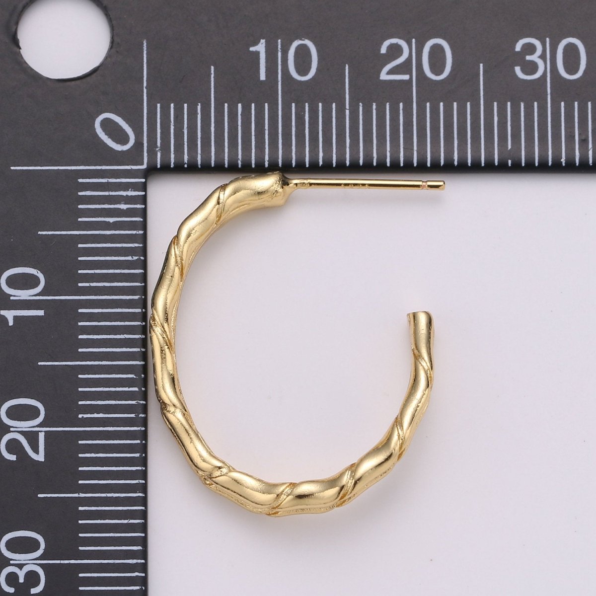 Gold Rustic Huggie Hoop Earrings, Chunky Earring Hoops, Simple Minimalist Hoop Earrings Q-174 - DLUXCA