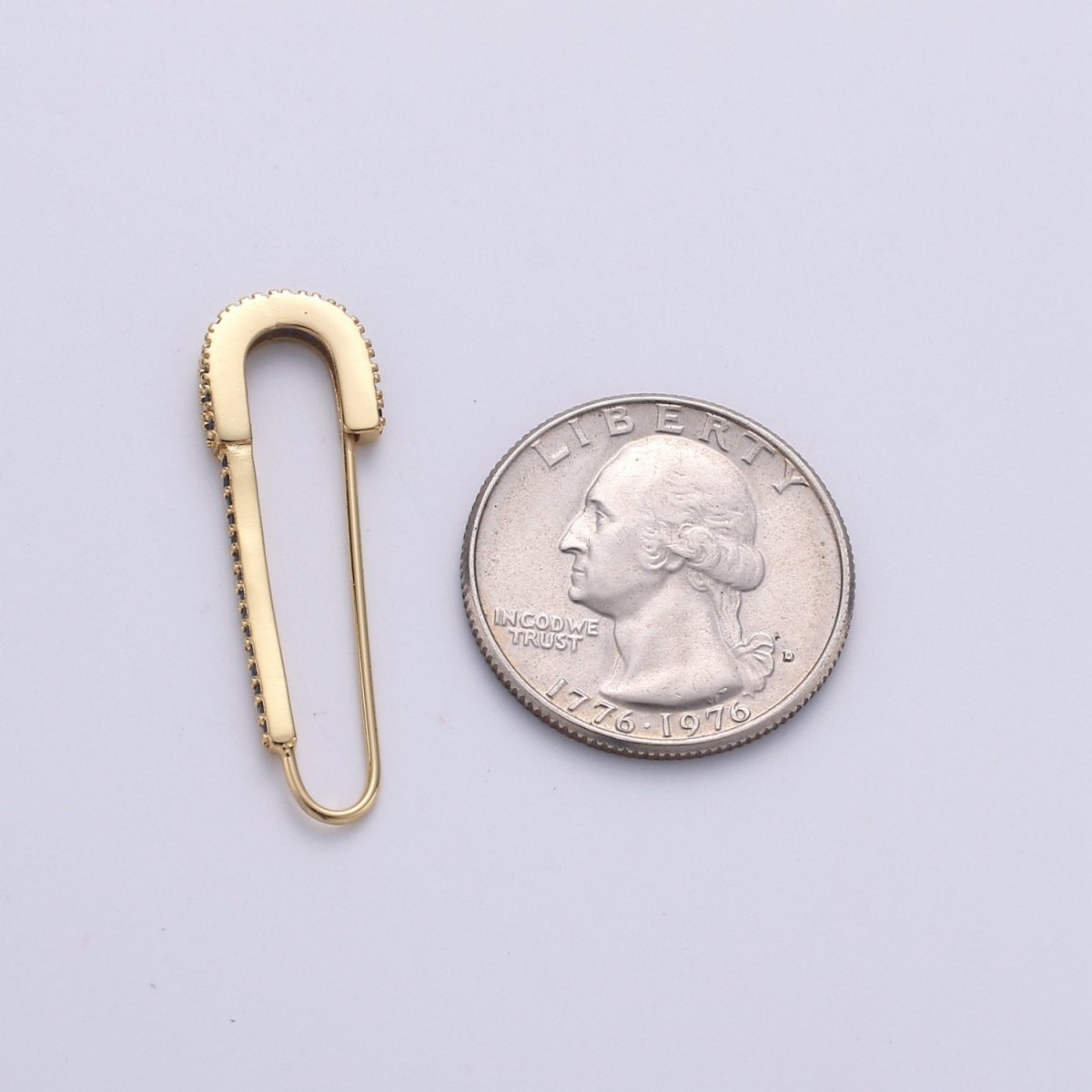 Gold Safety pin Supply Charm sparkly safety pins/ needle earring / Micro pave safety pin drop earring Clear Cubic Safety Pin Earring K-528 K-833 - DLUXCA
