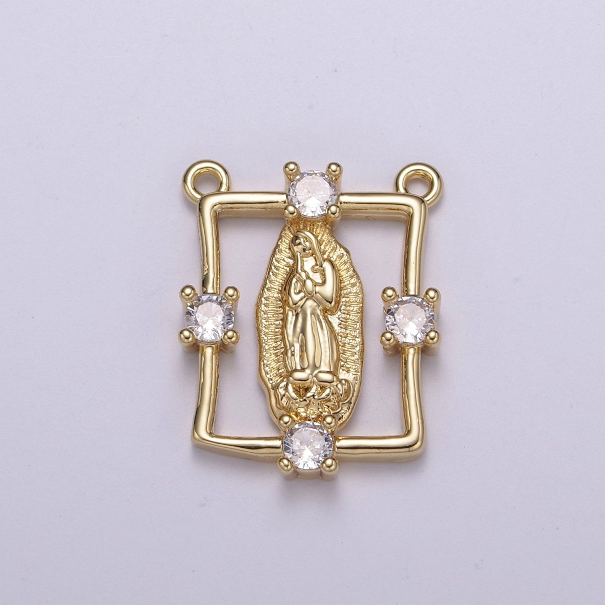 Gold Saint St Benedict, Lady Guadalupe Medallion Protection Square Charms Connector Necklace Pendant, Religious Necklace Charms, 20.6*16mm N-109 - N-111 - DLUXCA
