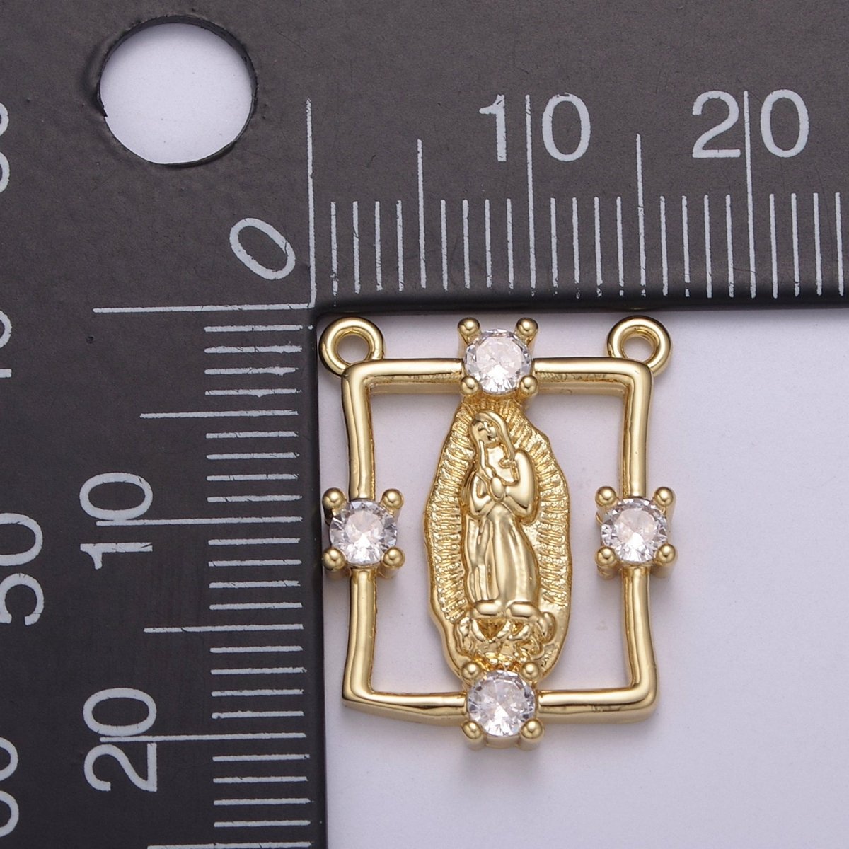 Gold Saint St Benedict, Lady Guadalupe Medallion Protection Square Charms Connector Necklace Pendant, Religious Necklace Charms, 20.6*16mm N-109 - N-111 - DLUXCA