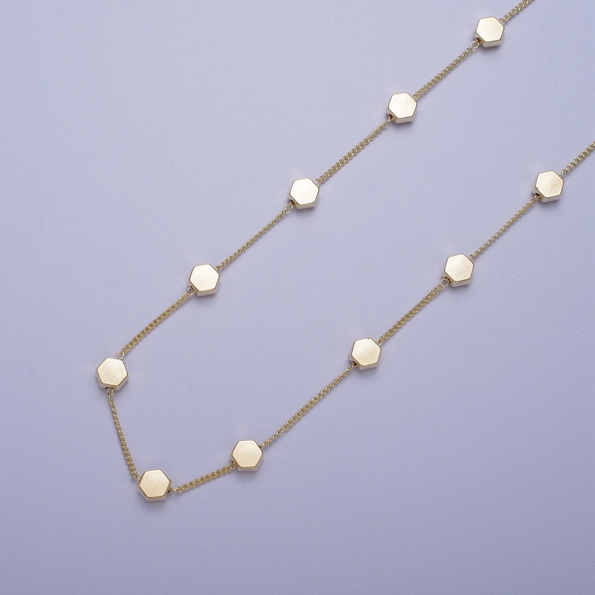 Gold Satellite Hexagonal Bead Chain Wholesale by Yard For Jewelry Making Component | ROLL-838 Clearance Pricing - DLUXCA