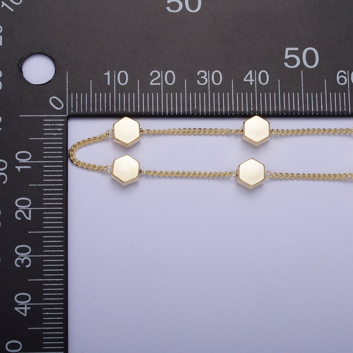 Gold Satellite Hexagonal Bead Chain Wholesale by Yard For Jewelry Making Component | ROLL-838 Clearance Pricing - DLUXCA