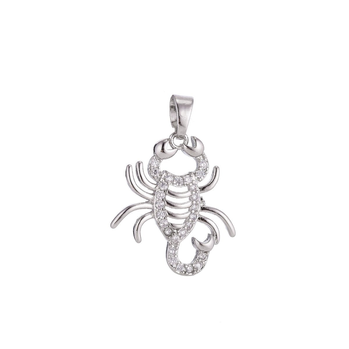 Gold Scorpio Small Animal Lover Death and Rebirth Willpower Cubic Zirconia Necklace Pendant Charm Bead Bails Findings for Jewelry Making H-186 - DLUXCA